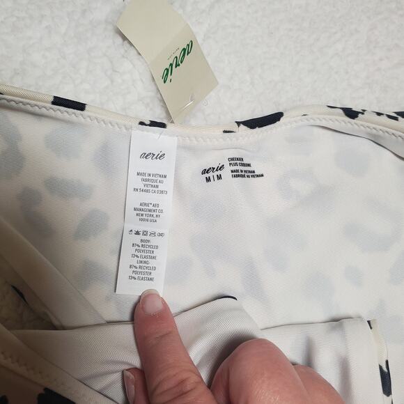 Aerie Cheekier High Waist Leopard Print Bikini Bottoms Cheeky NEW Medium White - Picture 4 of 8